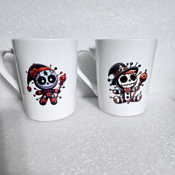 Pair of Halloween cute voodoo dolls coffee mug / tea mug - New. - Picture 2 of 5